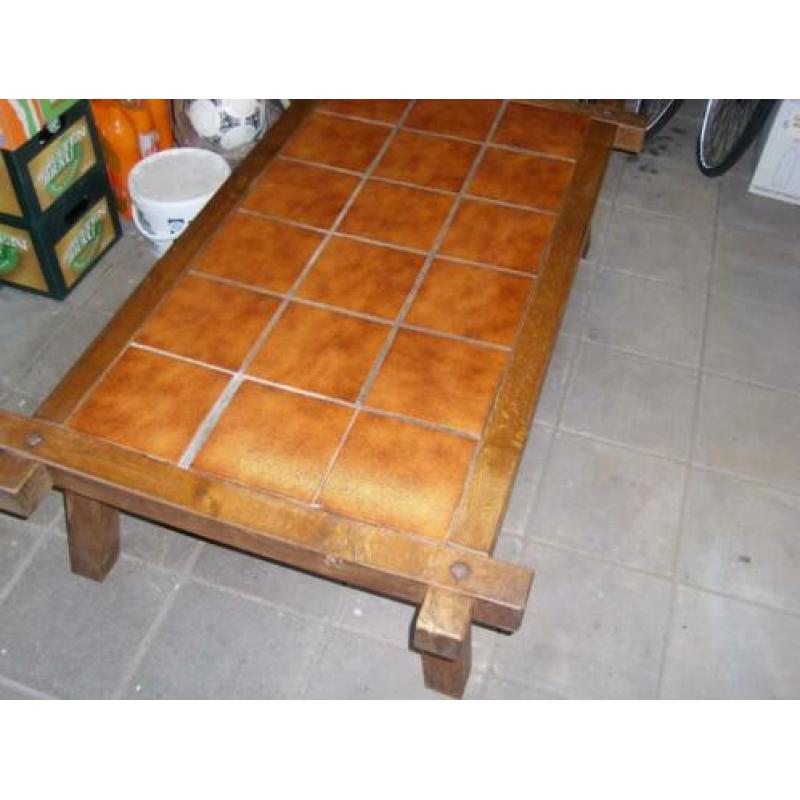 Eiken Salontafel Tafel met tegels rechthoekig in zware uitvo