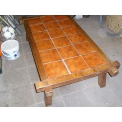 Eiken Salontafel Tafel met tegels rechthoekig in zware uitvo