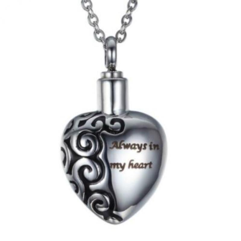 As hanger, As urn, As sieraad + tekst "Always in my heart"