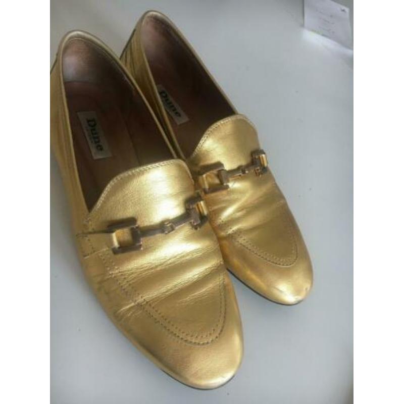 Dune loafers maat 39 goud leer
