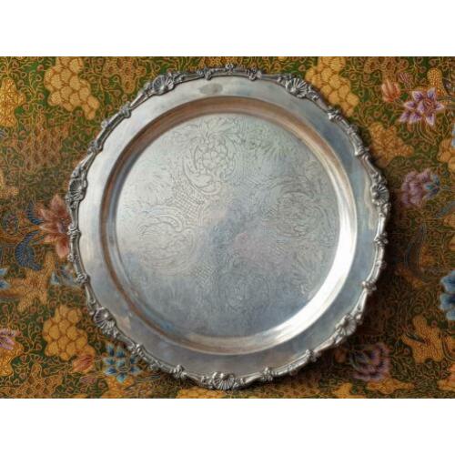 Mooi origineel oud silverplate dienblad uit Engeland 36,6 cm