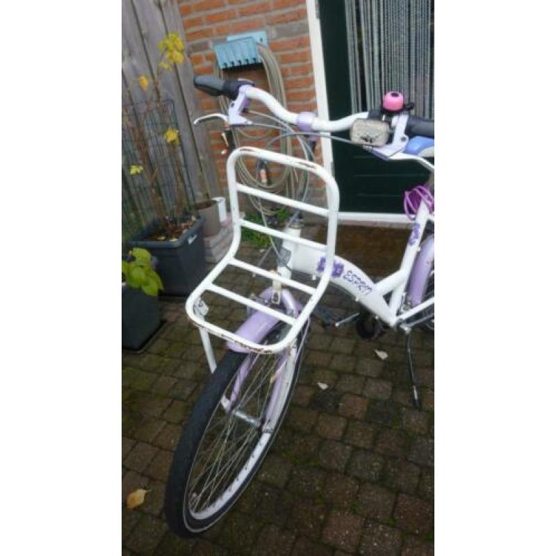 Troy meisjesfiets 24 inch Esprit wit roze met versnellingen