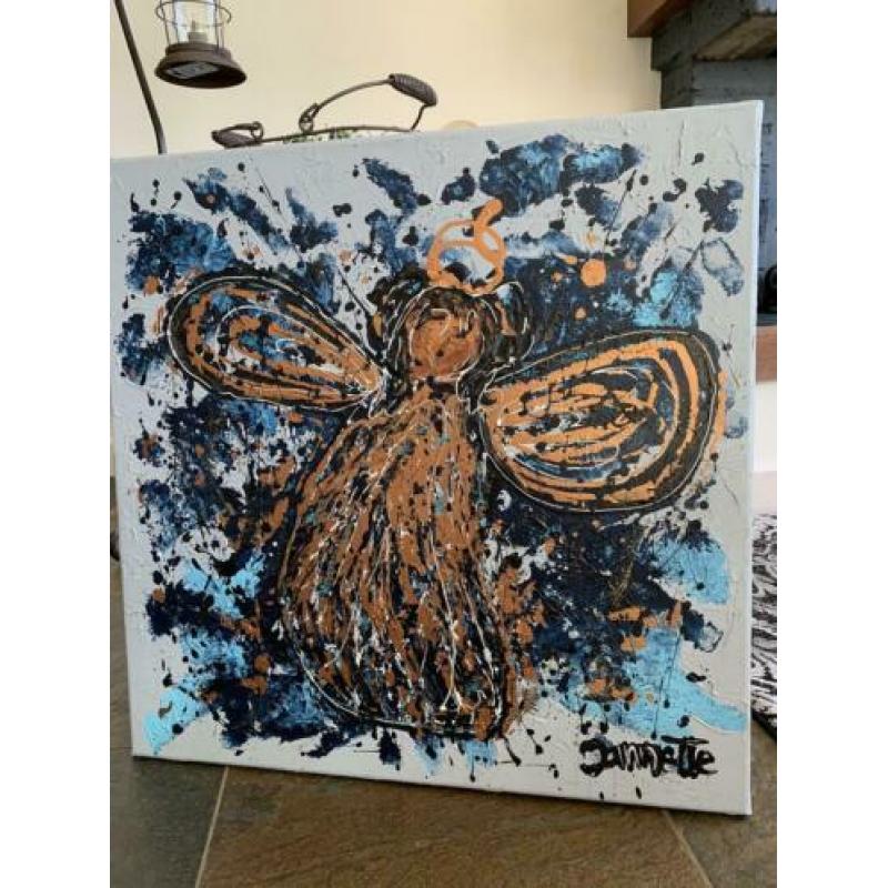 Schilderij Engel Goud “ dikke verf kunst”