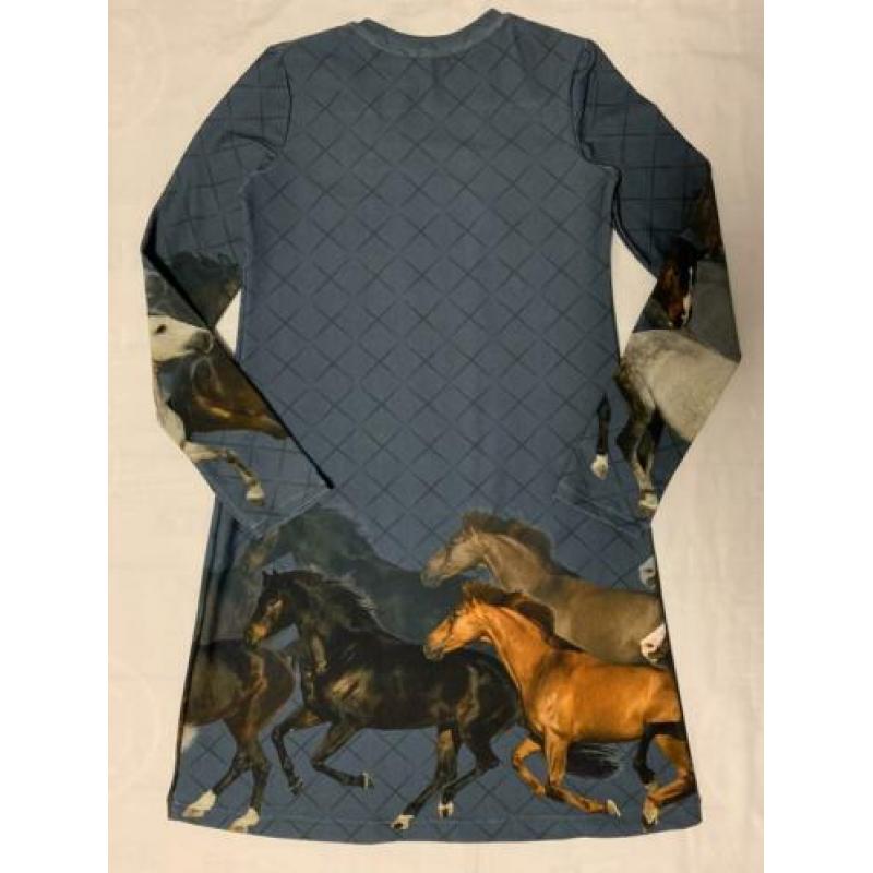 Jurkje met paarden blauw (ook korte mouw mogelijk) maat 104