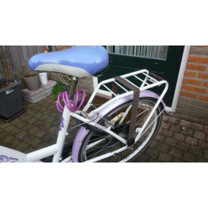 Troy meisjesfiets 24 inch Esprit wit roze met versnellingen