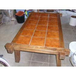 Eiken Salontafel Tafel met tegels rechthoekig in zware uitvo