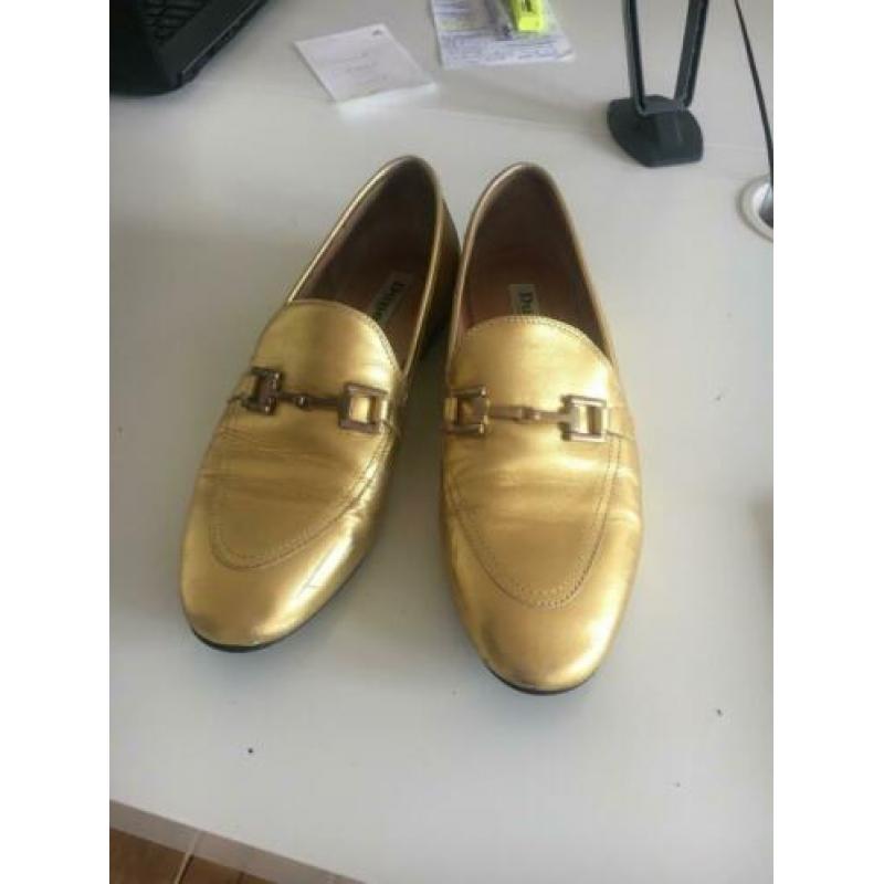 Dune loafers maat 39 goud leer
