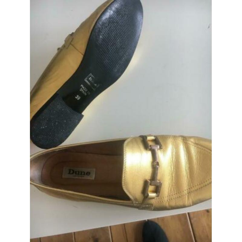 Dune loafers maat 39 goud leer