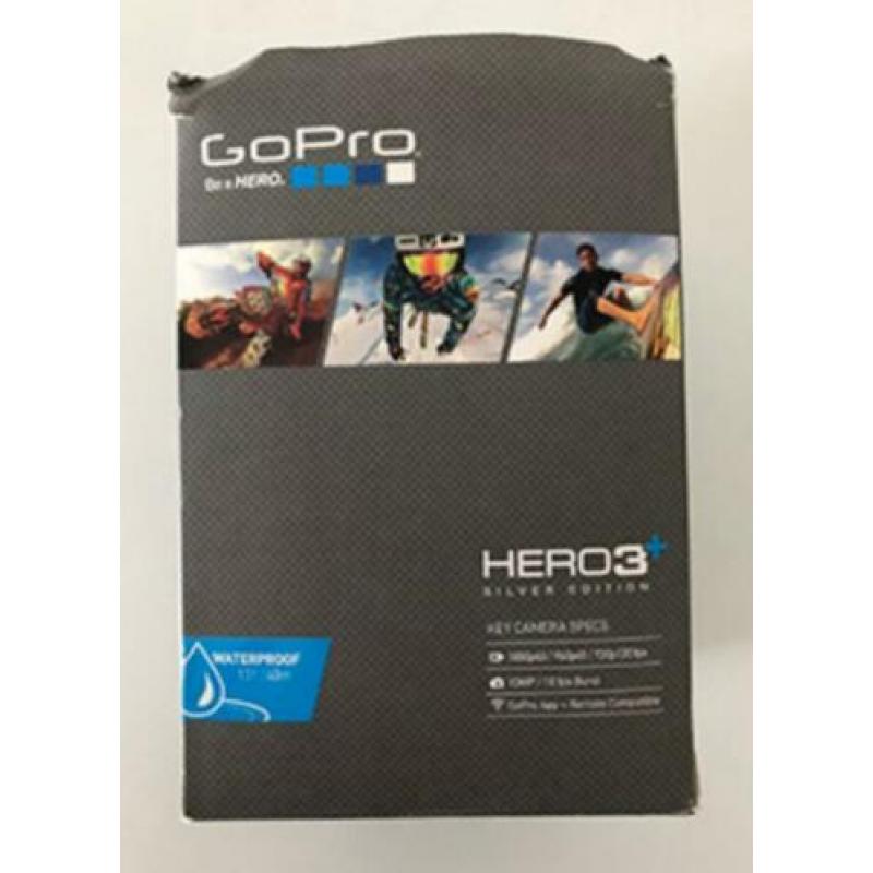 GoPro Hero 3+ silver met extra's, 4 accu's!