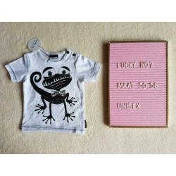 Nieuw wit t-shirt hagedis maat 50-56 Lucky no.7