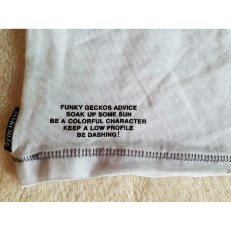 Nieuw wit t-shirt hagedis maat 50-56 Lucky no.7