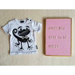 Nieuw wit t-shirt hagedis maat 50-56 Lucky no.7