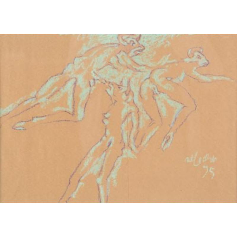 Klaus J van de Locht(1942)Krijttekening"Spelende Mino"Ges Ge