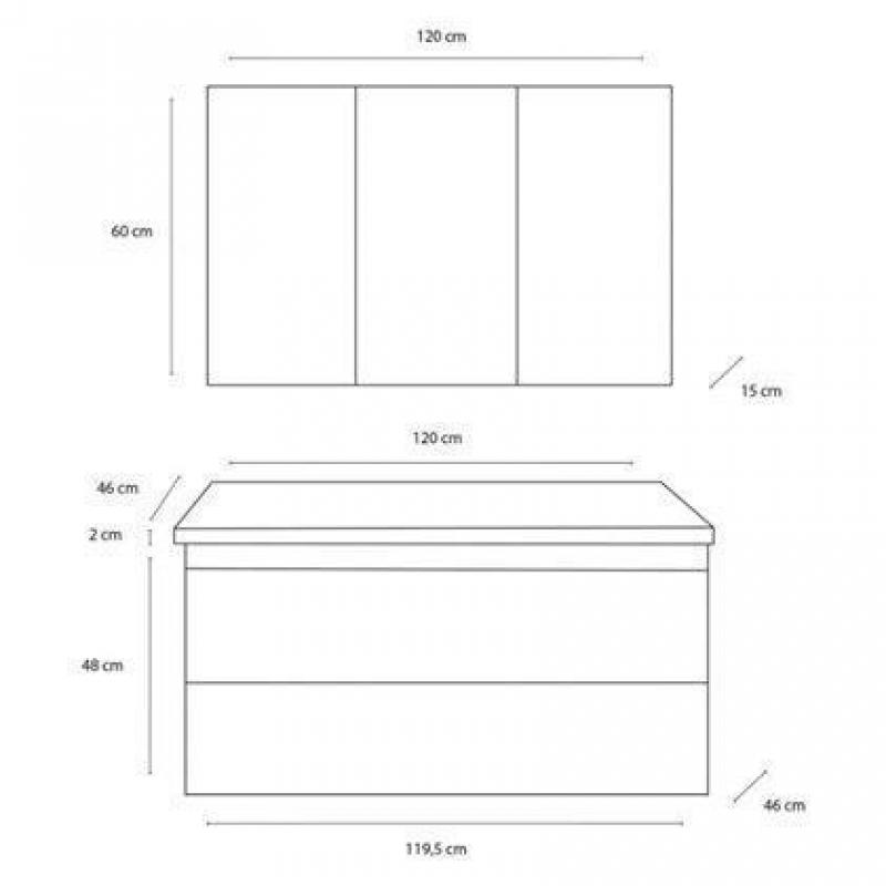 Differnz Badmeubel Style 120cm - Zwart Eiken