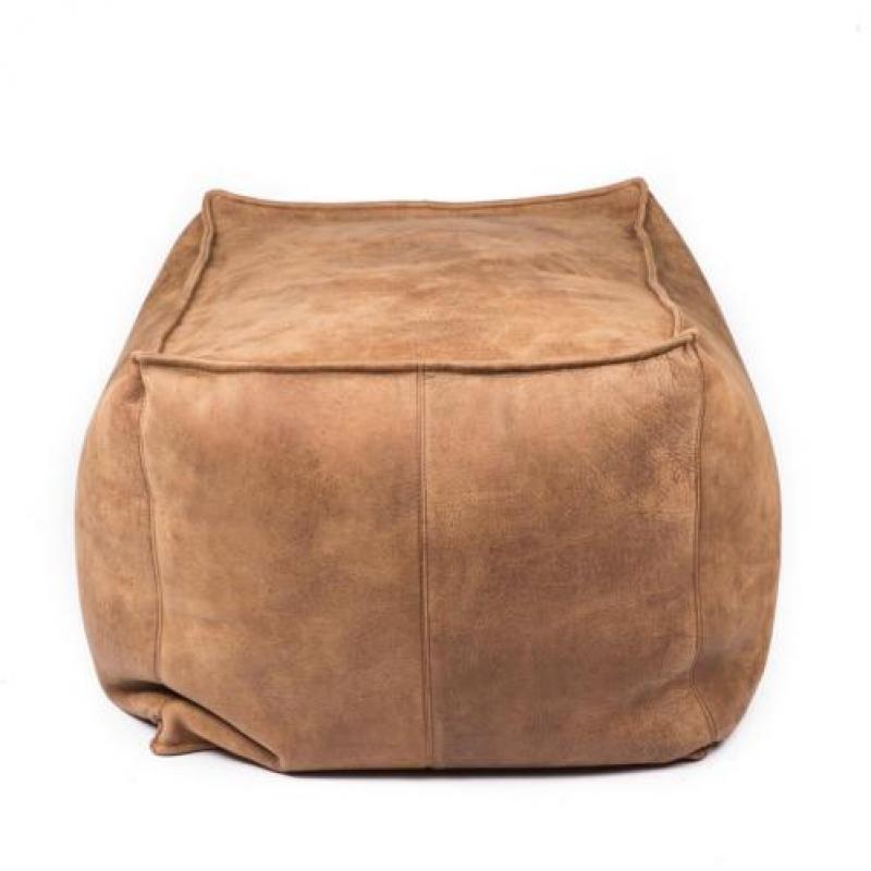 Leren poef Surprise XL donkerbruin leer, diverse kleuren, ha