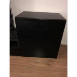 Besta ikea Tv meubel + lades + opberg kleur hoogglans zwart