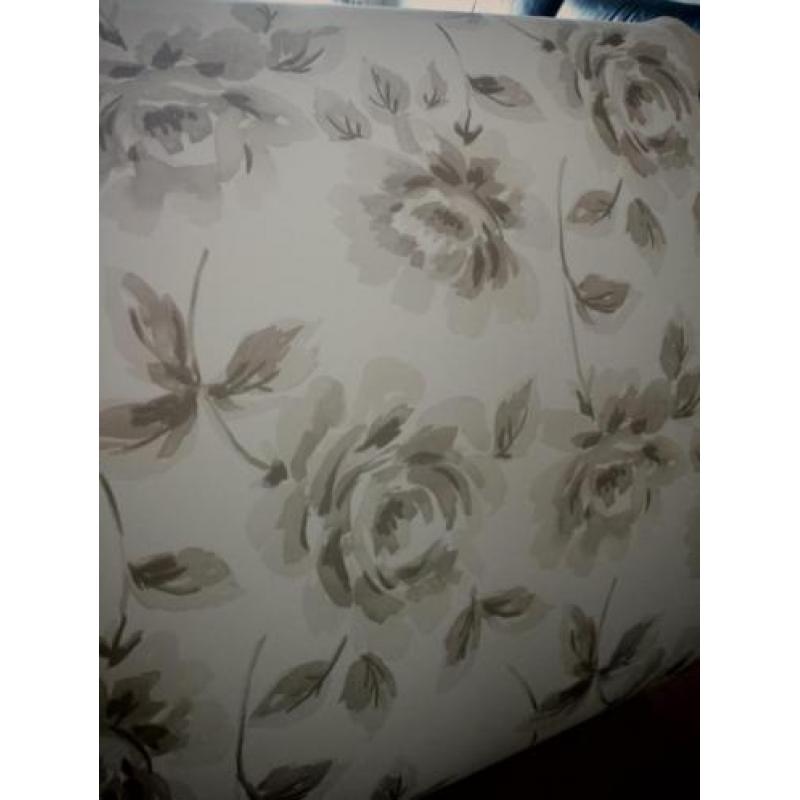 Barok Brocante Vlies Behang Taupe/Bruin Rozen 7 x