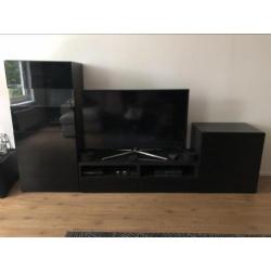Besta ikea Tv meubel + lades + opberg kleur hoogglans zwart