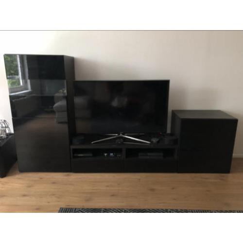 Besta ikea Tv meubel + lades + opberg kleur hoogglans zwart