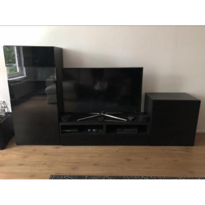 Besta ikea Tv meubel + lades + opberg kleur hoogglans zwart